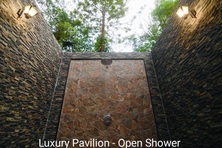 Open shower luxury pavilion rivermist resort 768x512