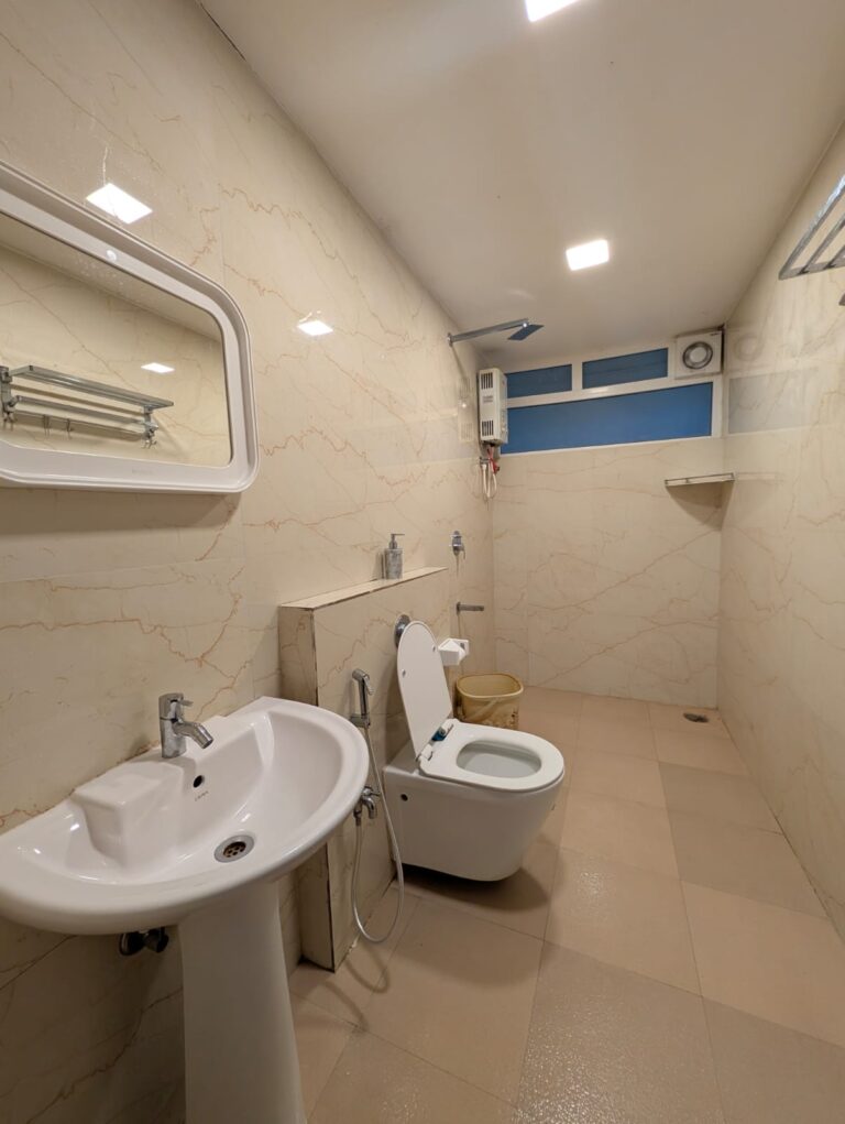 Restrooms attached stone cottage Homestays Karnataka 768x1021
