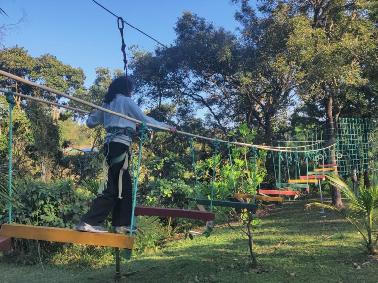 Rope course for children Golden sparrow resort sakleshpur 768x576